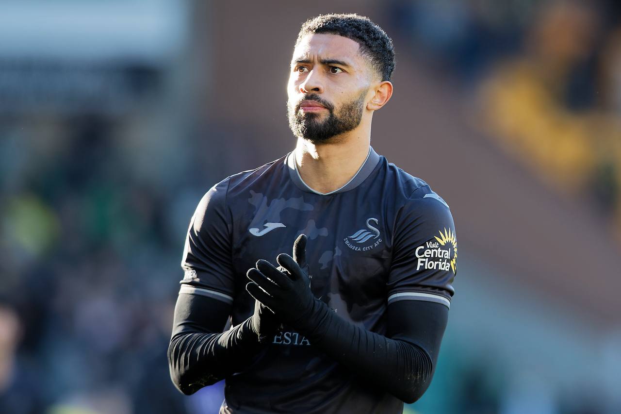Josh Ginnelly in Swansea City's away kit
