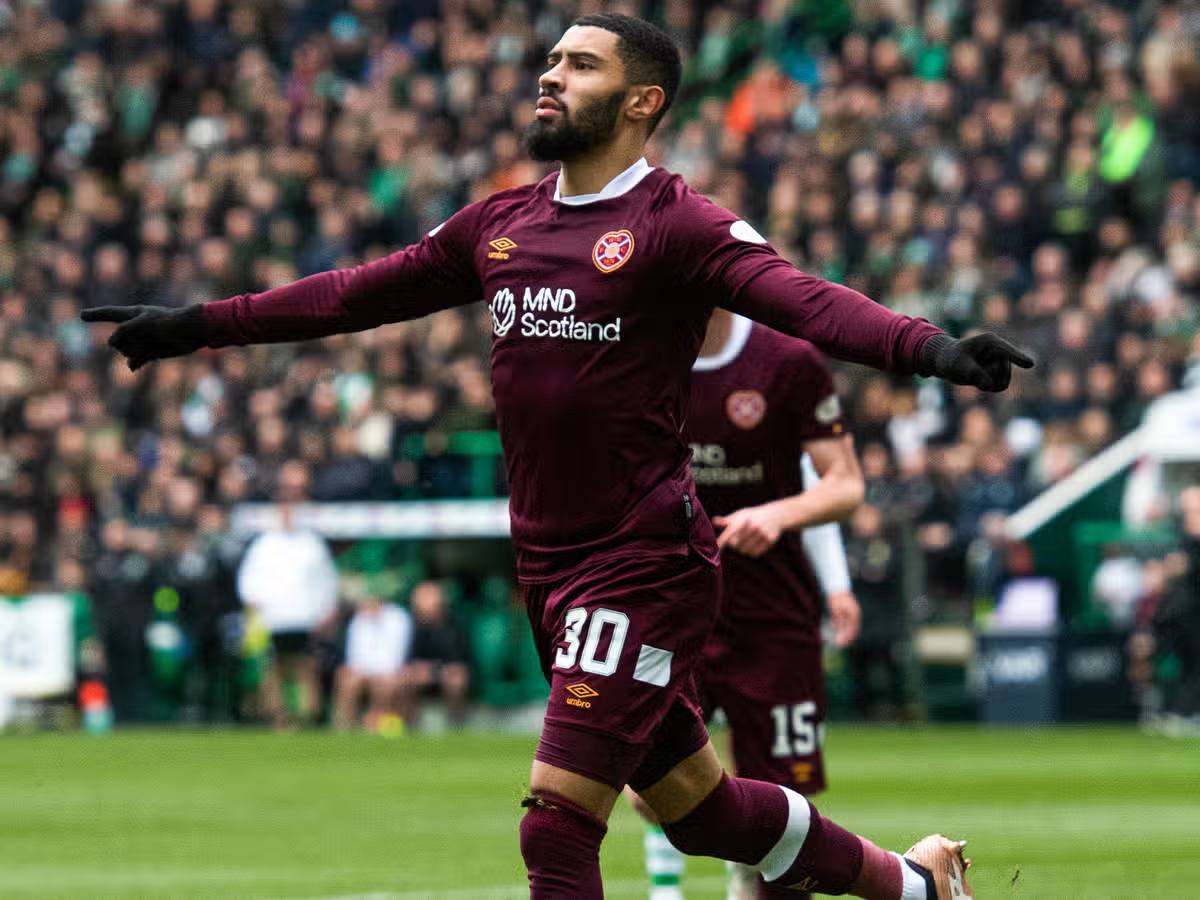 Josh Ginnelly celebrating a goal for Heart of Midlothian